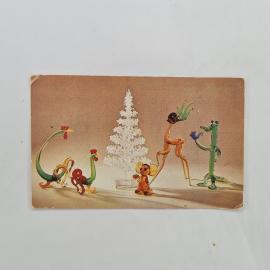 Карманный календарик 1980. Игрушки из стекла, новогодняя тематика. Календарь винтажный