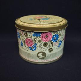 Банка жестяная винтажная, СССР. Круглая коробка с крышкой, металл, цветочный рисунок