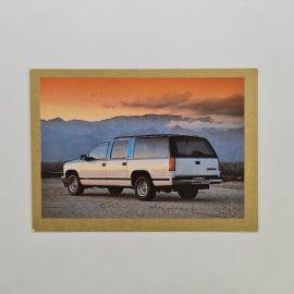 Карманный календарик 1995. Шевроле С-1500, изображение автомобиля в пейзаже. Календарь винтажный