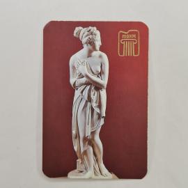 Карманный календарик 1988. Изображение скульптуры, женская фигура, искусство. Календарь винтажный