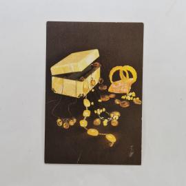 Карманный календарик 1991. Изображение украшений и изделий из камней. Календарь винтажный