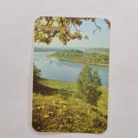 Карманный календарик 1987. Природа и река, пейзаж, летние цвета. Календарь винтажный