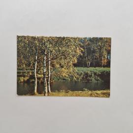 Карманный календарик СССР 1982. Берёзки на фоне реки, осенний пейзаж. Советский календарь