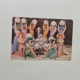 Карманный календарик 1986. Цирк и выступления артистов на фоне. Календарь винтажный