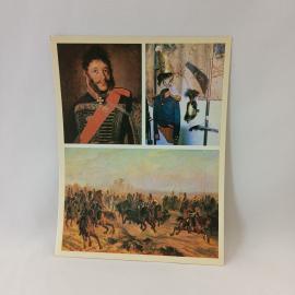 Открытка советская СССР. Бородинская битва, портрет генерала и кавалерийское сражение. винтаж