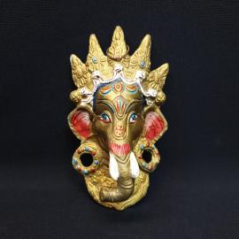 Маска настенная винтажная, СССР. Декоративная, металл, изображение головы слона Ганеши