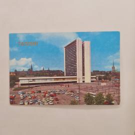 Карманный календарик СССР 1986. Таллин, городская площадь и высотная гостиница. Советский календарь
