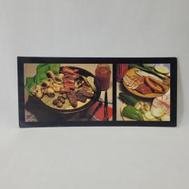 Открытка советская СССР. Рецепт мясного блюда с рыбой, овощами и гарниром. Винтаж