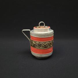 Кружка винтажная, СССР. Металл, с крышкой и ручкой