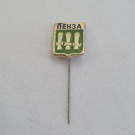 Значок СССР. Пенза, городской герб с тремя снопами. Винтажный значек.