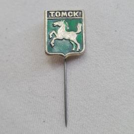 Значок Томск. Герб с белым конем. Винтажный значек