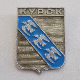 Курск. Два голубя на синем поле. Винтажный значек.
