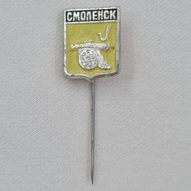 Значок СССР. Смоленск, герб города, пушка и птица. Винтажный значек.