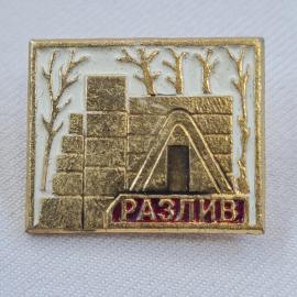 Значок СССР. Разлив, архитектура и деревья, Ленинградская область. Винтажный значек.