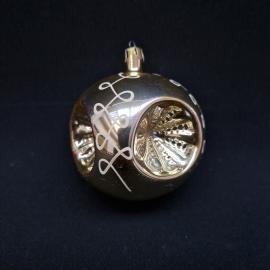 Ёлочная игрушка винтажная, СССР. Шар стеклянный, с подвесом