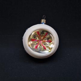 Ёлочная игрушка винтажная, СССР. Стеклянный шар с росписью