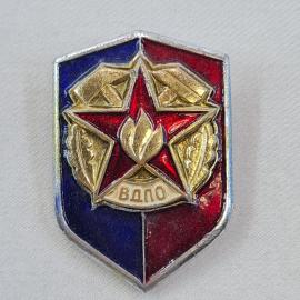 Значок СССР. ВДПО, красная звезда, факел, пожарная тематика. Винтажный значек.