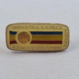 Значок СССР. Industria chimica, Romania, промышленность, полосы и круг. Винтажный значек.