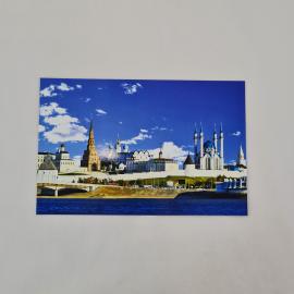 Открытка старинная. Набережная реки Казанка, Казань, городской пейзаж с кремлем и мечетью