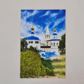 Открытка старинная. Казань, вид на Кремль, храмовая архитектура с голубыми куполами и башней