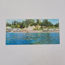 Открытка советская СССР. Сочи, вид с моря, пляж и побережье курорта. Винтаж, города юга