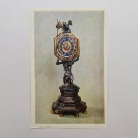 Открытка советская СССР. Часы настольные на деревянной подставке, музеи Московского Кремля. винтаж