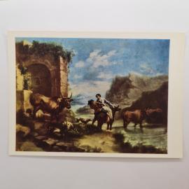 Открытка советская СССР. Ириарте Пастух, стадо у руин, живопись Эрмитаж. Винтаж коллекция