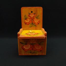 Полка настенная винтажная, СССР. Деревянная подставка с ручной росписью и фруктовым орнаментом