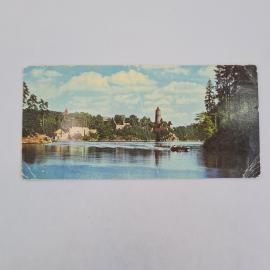 Открытка советская СССР. Замок Zvikov, река, лодка, архитектура Чехословакии. винтаж