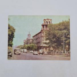 Открытка советская СССР. Орел, Московская улица, городской пейзаж с транспортом. Винтаж