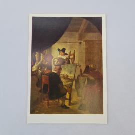 Открытка советская СССР. Мастерская художника, живопись жанровая по картине Беркхейде, винтаж