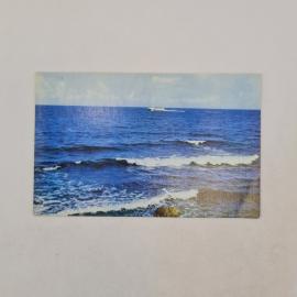 Открытка советская СССР. Севастополь, море, морской пейзаж с катером у берега. Винтаж фото