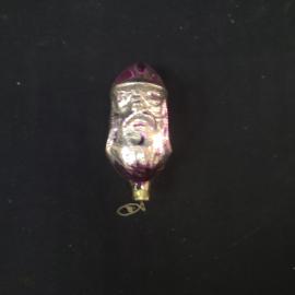 Елочная игрушка винтажная, СССР. Стеклянные часы с серебристо розовой росписью и подвесом