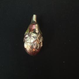 Елочная игрушка винтажная, СССР. Стеклянная фигурка птицы с серебристым покрытием