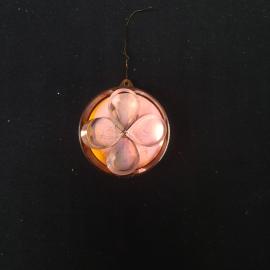 Елочная игрушка винтажная, СССР. Подвесное украшение из стекла с цветочным декором