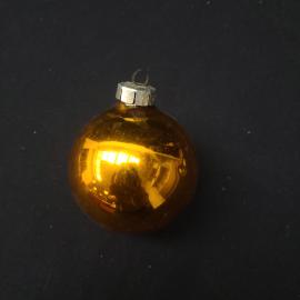 Елочная игрушка винтажная, СССР. Стеклянный шар янтарного цвета с металлическим креплением