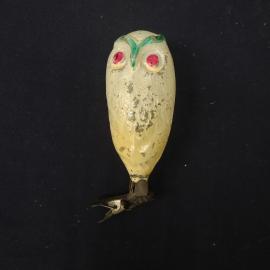 Елочная игрушка винтажная, СССР. Стеклянная фигурка совы для новогоднего декора