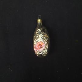 Елочная игрушка винтажная, СССР. Стеклянная подвесная фигурка с розовым декором