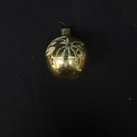 Ёлочная игрушка винтажная, СССР. Стеклянный шар с серебристой росписью и подвесом