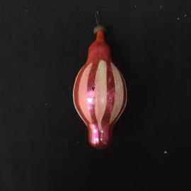 Елочная игрушка винтажная, СССР. Стекло, красная фигурка с серебристым узором для елки