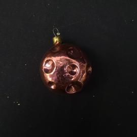 Елочная игрушка винтажная, СССР. Стеклянный шар с выпуклым золотистым декором