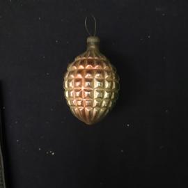 Елочная игрушка винтажная, СССР. Стекло, объемное подвесное украшение в форме шишки