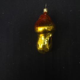 Елочная игрушка винтажная, СССР. Стеклянная фигурка птички с золотистым покрытием