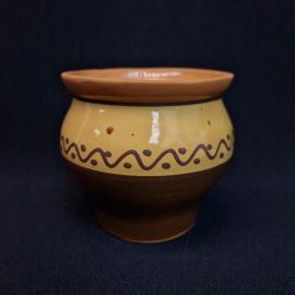 Горшок керамический винтажный, СССР. Декоративный, с крышкой, глазурованная керамика