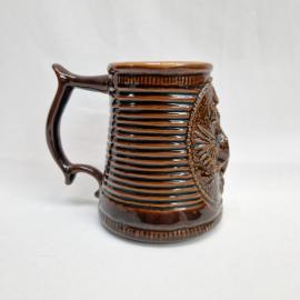 Кружка пивная винтажная, СССР. Керамика, рельефный декор с двуглавым орлом