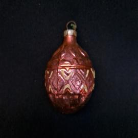Елочная игрушка винтажная, СССР. Стекло, подвеска в форме шишки с рельефным узором