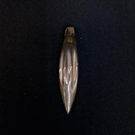 Елочная игрушка винтажная, СССР. Стеклянная подвеска вытянутой формы, серебристая