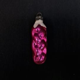 Елочная игрушка винтажная, СССР. Стекло, фигурка шишки малинового цвета длиной 8 см