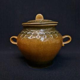 Горшок винтажный, СССР. Керамический, с крышкой и двумя ручками, для запекания и подачи