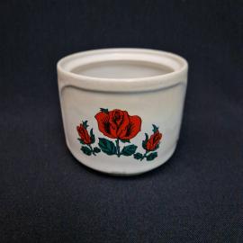 Горшок цветочный винтажный, СССР. Керамика, с цветочным рисунком и клеймом на дне
